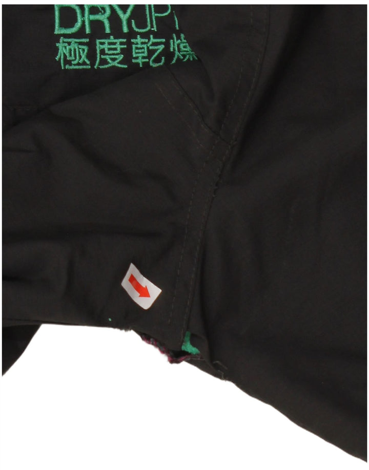 SUPERDRY Womens Hooded Windbreaker Jacket UK 18 XL Black Nylon