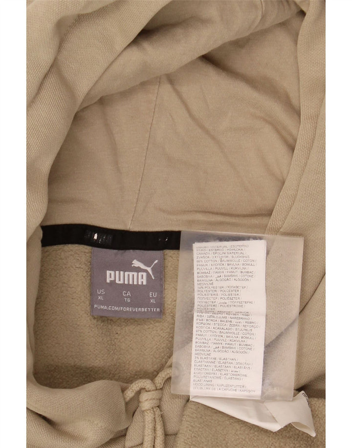 PUMA Mens Graphic Hoodie Jumper XL Beige Cotton