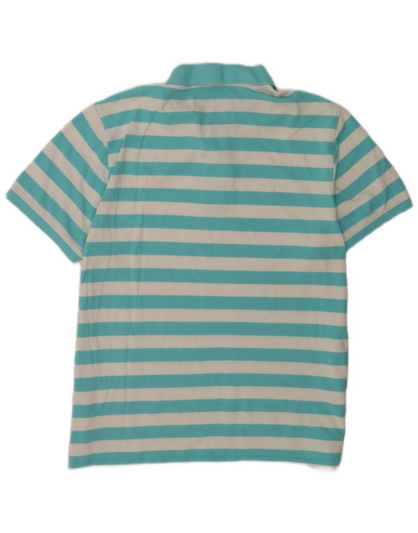 Crew Clothing Mens Polo Shirt 2XL Turquoise Striped Cotton