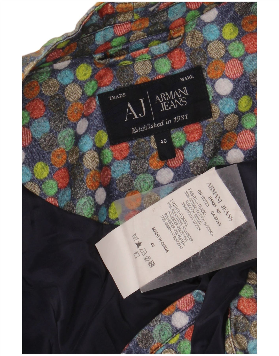 ARMANI JEANS Womens Blazer Jacket IT 40 Small Multicoloured Polka Dot