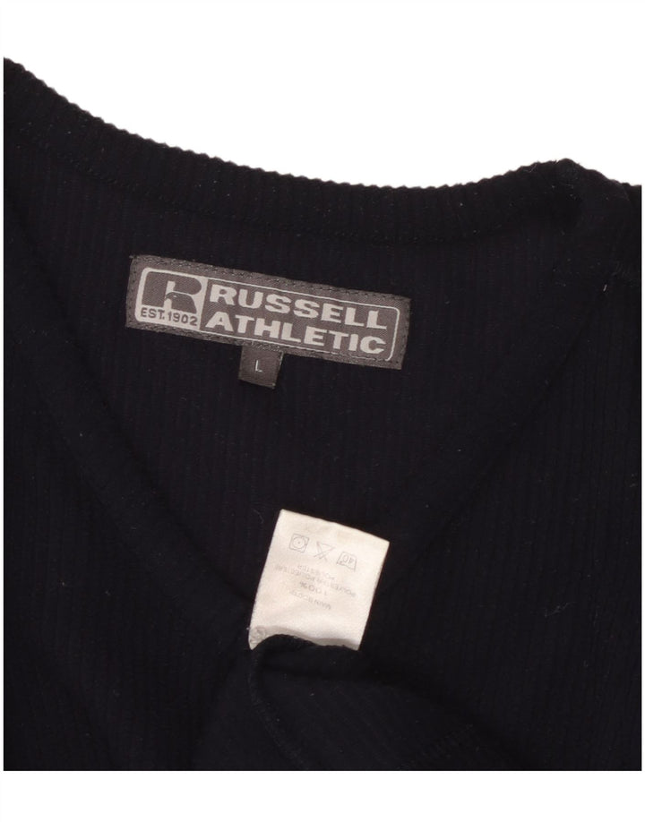 RUSSELL ATHLETIC Womens Top Long Sleeve UK 16 Large Navy Blue Polyester
