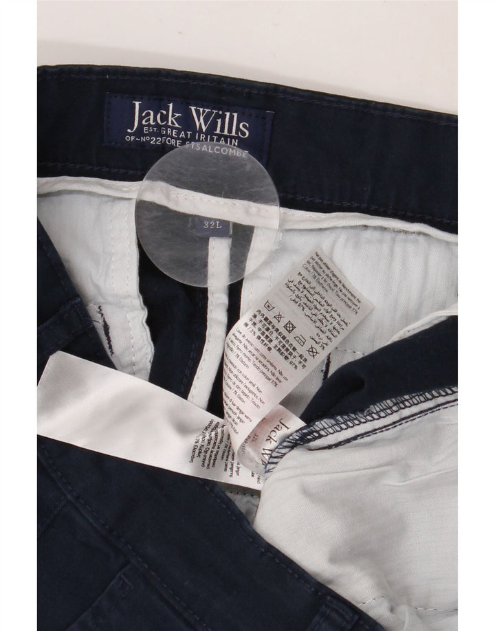 JACK WILLS Mens Pegged Chino Trousers W32 L29  Navy Blue Cotton