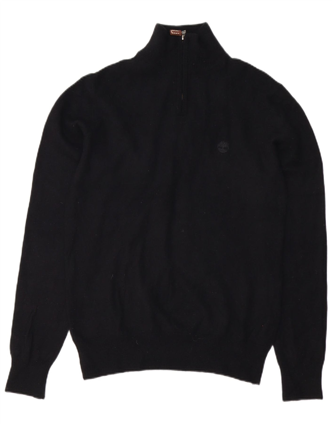 TIMBERLAND Mens Zip Neck Jumper Sweater Small Black Cashmere