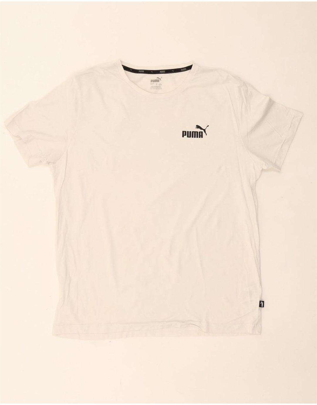 PUMA Mens T-Shirt Top Large White Cotton