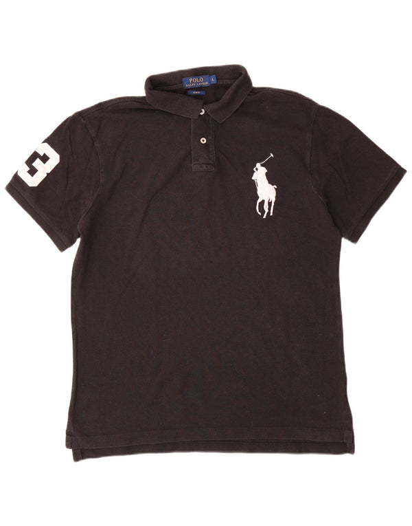 Polo Ralph Lauren Mens Graphic Slim Fit Polo Shirt Large Black