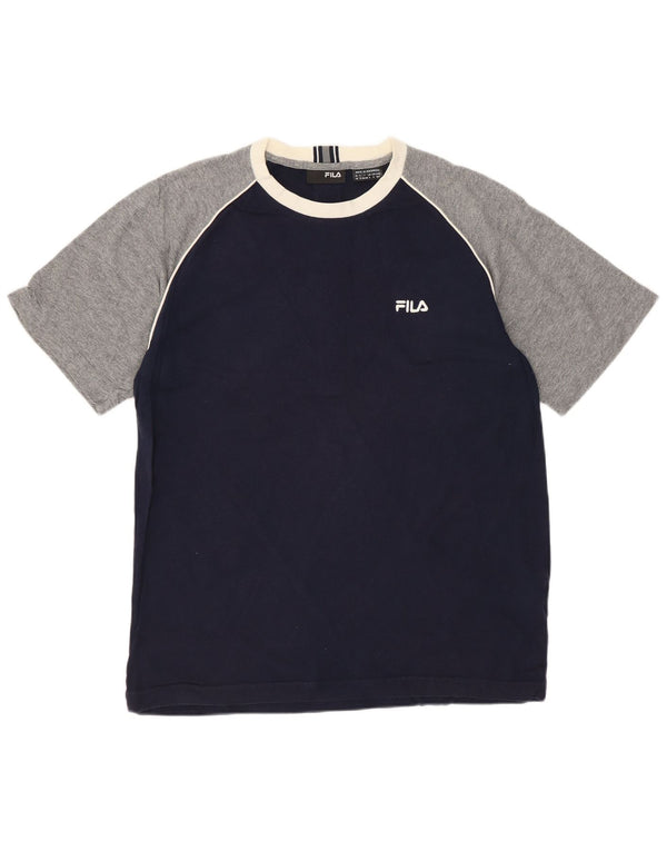Fila Mens T-Shirt Top Small Navy Blue Colourblock Cotton