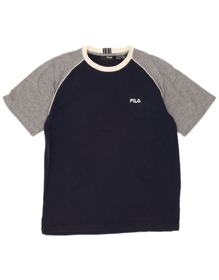Fila Mens T-Shirt Top Small Navy Blue Colourblock Cotton