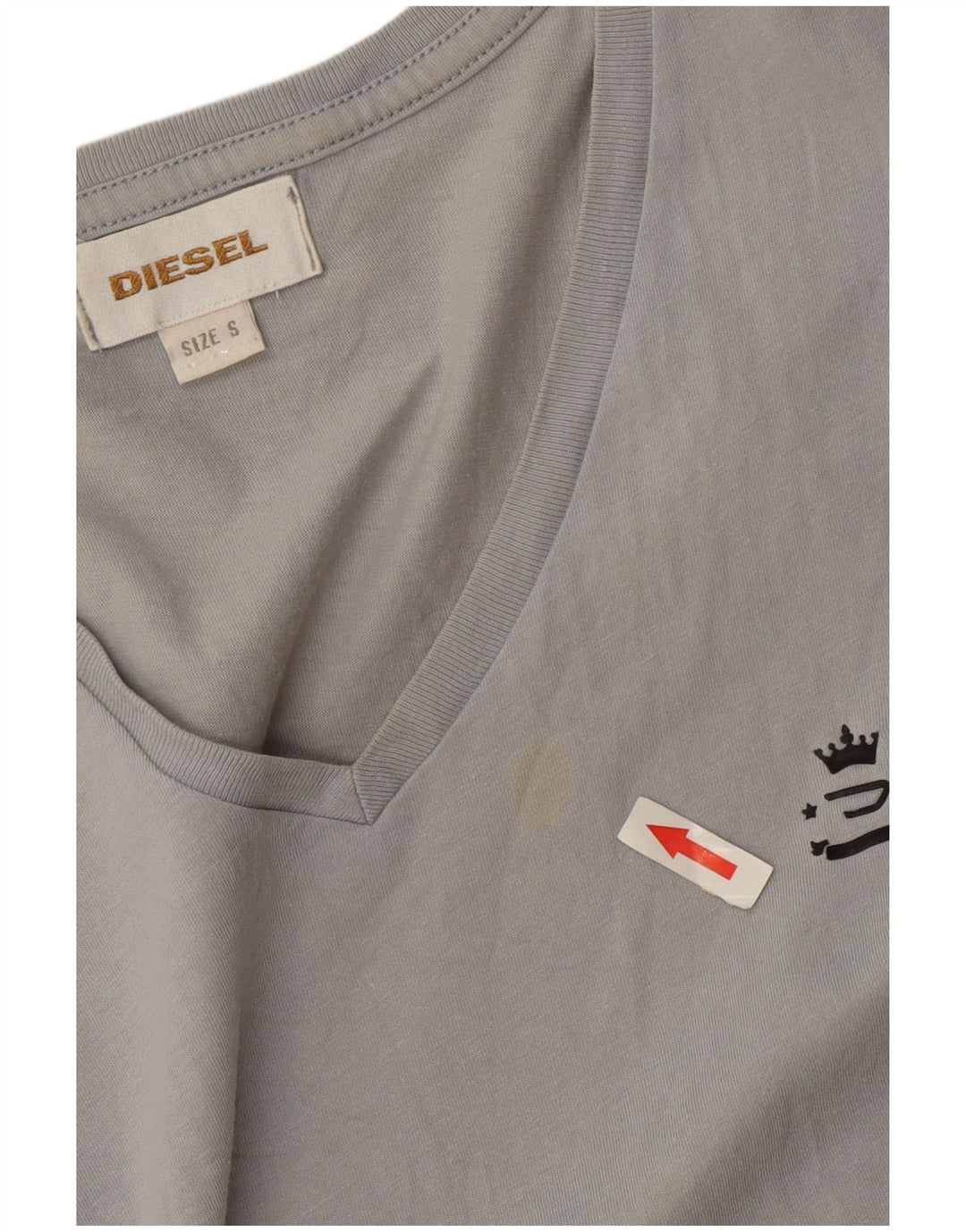 Diesel Mens T-Shirt Top Small Grey Cotton