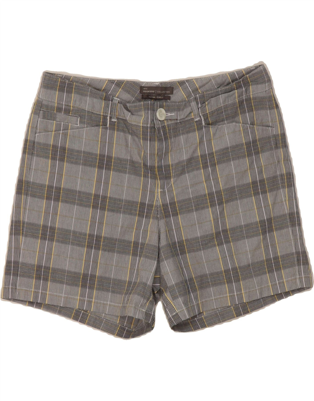 DOCKERS Womens Curvy Mid Rise Casual Shorts US 8 Medium W30 Grey Check Vintage Dockers and Second-Hand Dockers from Messina Hembry 
