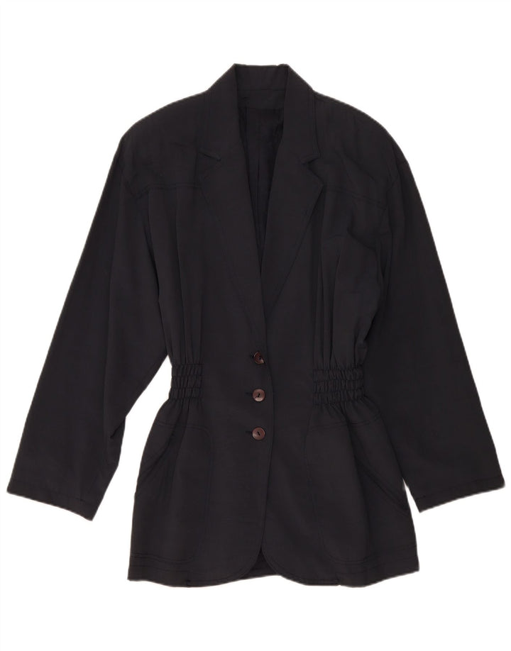 Vintage Womens 3 Button Longline Blazer Jacket IT 44 Medium Navy Blue