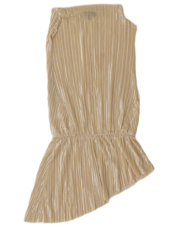 Topshop Womens Sleeveless Velour Drop Waist Dress UK 10 Small Beige