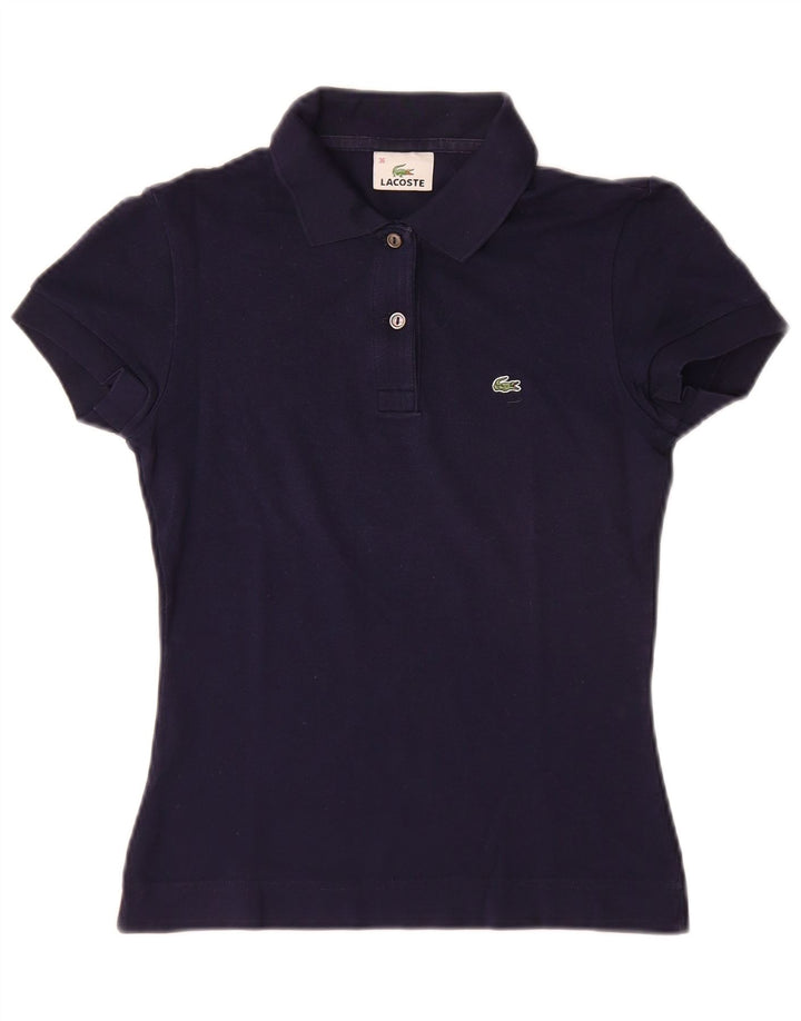 Lacoste Womens Polo Shirt EU 36 Small Navy Blue