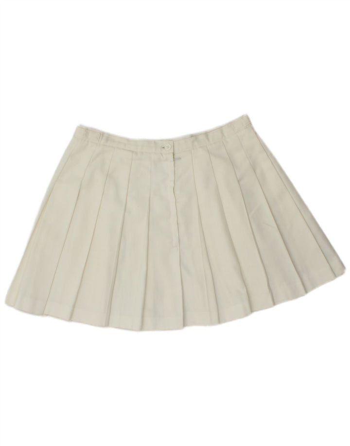 Elho Womens Pleated Mini Skirt IT 44 Medium W30  White Polyester