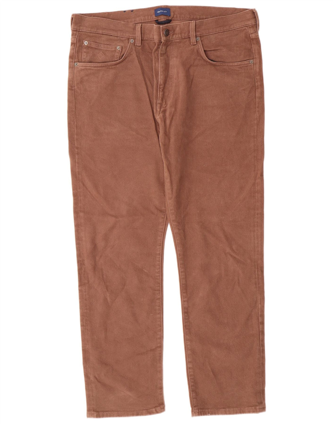 GANT Mens Straight Casual Trousers W38 L30 Brown Cotton