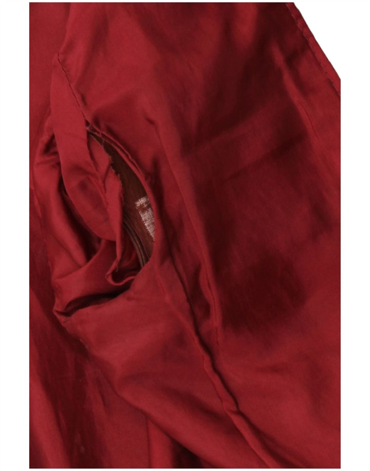 Vintage Womens Crop Leather Jacket IT 46 Large Burgundy