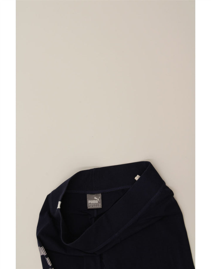 PUMA Womens Graphic Leggings UK 14 Medium Navy Blue Cotton Vintage Puma and Second-Hand Puma from Messina Hembry 