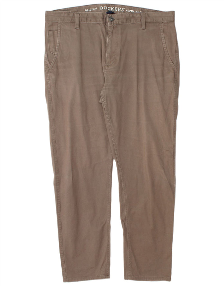 DOCKERS Mens Khakis Slim Chino Trousers W36 L28 Grey Cotton