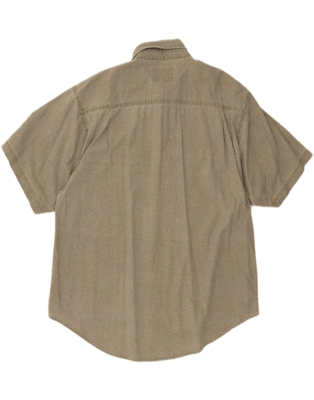 CAPRICCIO Mens Short Sleeve Shirt Large Khaki Cotton Vintage Capriccio and Second-Hand Capriccio from Messina Hembry 