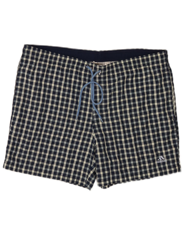 Adidas Mens Regular Swimming Shorts Large Blue Check Polyester