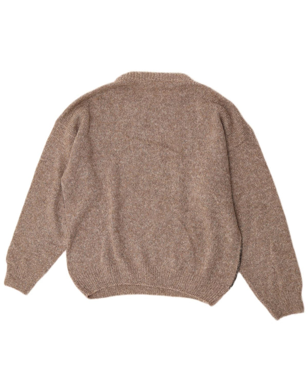 Fiume Mens Graphic Crew Neck Jumper Sweater IT 52 Large Brown Colourblock