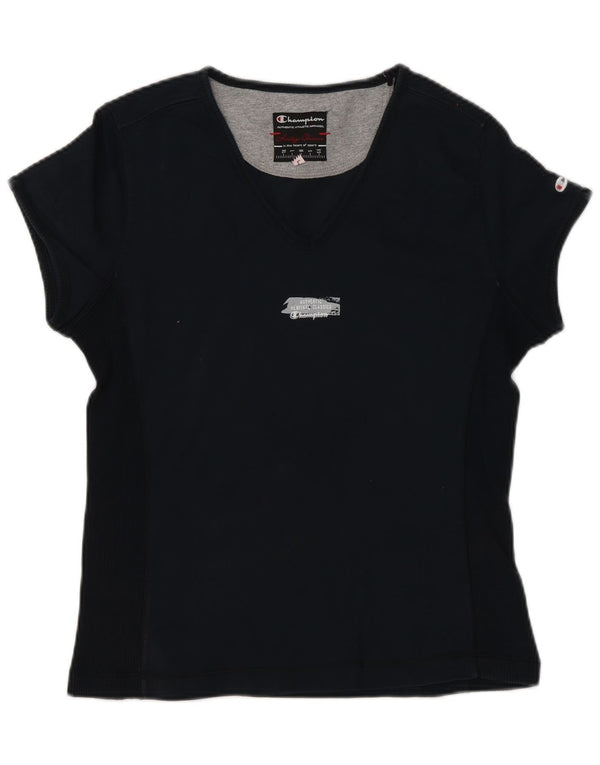 Champion Womens Heritage Classics Graphic T-Shirt Top UK 14 Large Navy Blue