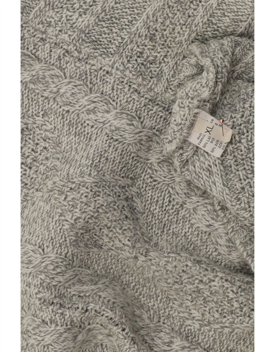 VINTAGE Mens Zip Neck Jumper Sweater XL Grey Wool