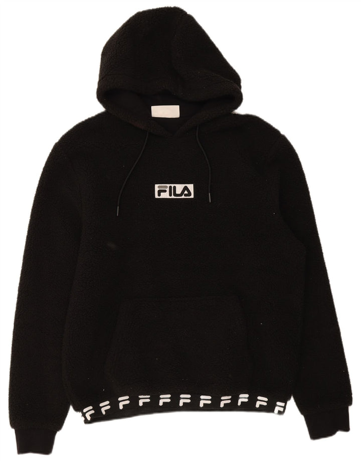 FILA Mens Graphic Hooded Fleece Jumper Medium Black Polyester