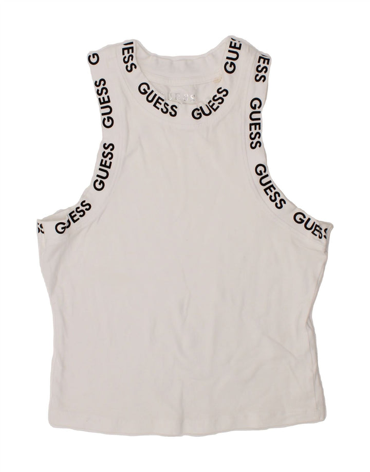 GUESS Girls Graphic Vest Top 7-8 Years Small White Vintage Guess and Second-Hand Guess from Messina Hembry 