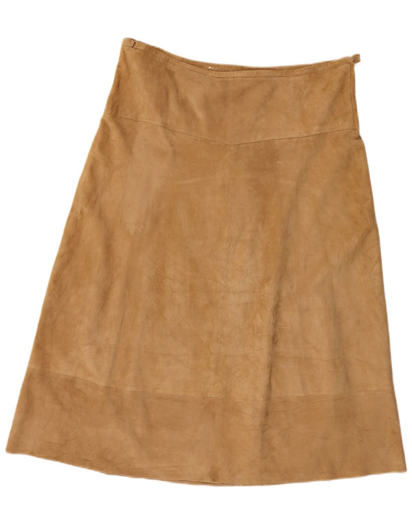 VINTAGE Womens Suede Skirt W36 XL Beige