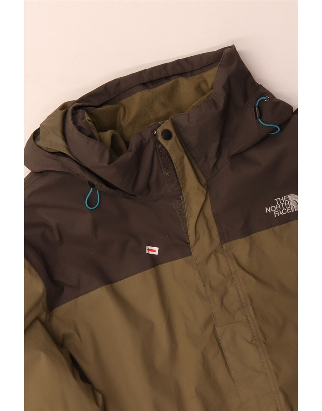 THE NORTH FACE Mens Hooded Windbreaker Jacket UK 46 3XL Khaki Colourblock