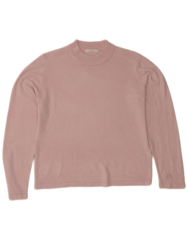Marks & Spencer Womens Crew Neck Jumper Sweater UK 16 Large Pink Acrylic