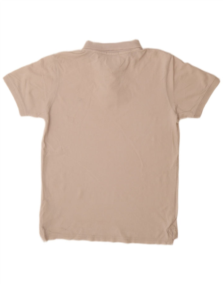 TOMMY HILFIGER Mens Polo Shirt Medium Off White Cotton