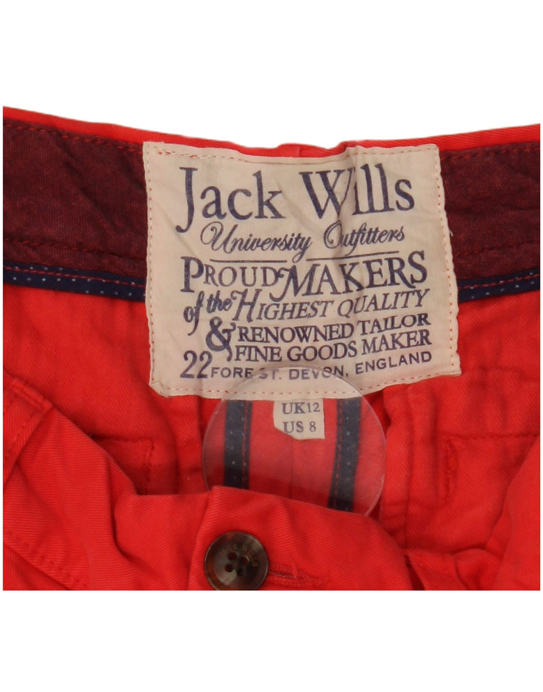 Jack Wills Womens Chino Shorts UK 12 Medium W32  Red