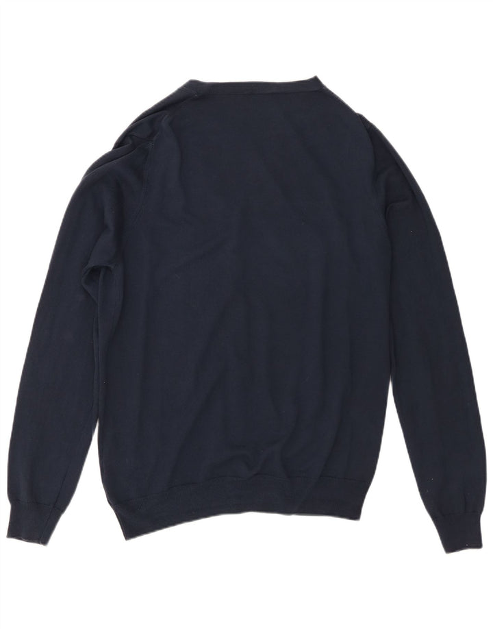 Brooksfield Mens Cardigan Sweater IT 50 Medium Navy Blue Cotton