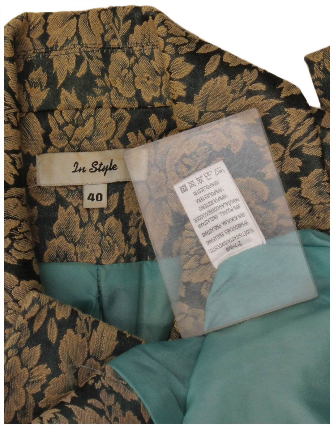 VINTAGE Womens 3 Button Blazer Jacket EU 40 Medium Brown Floral Cotton