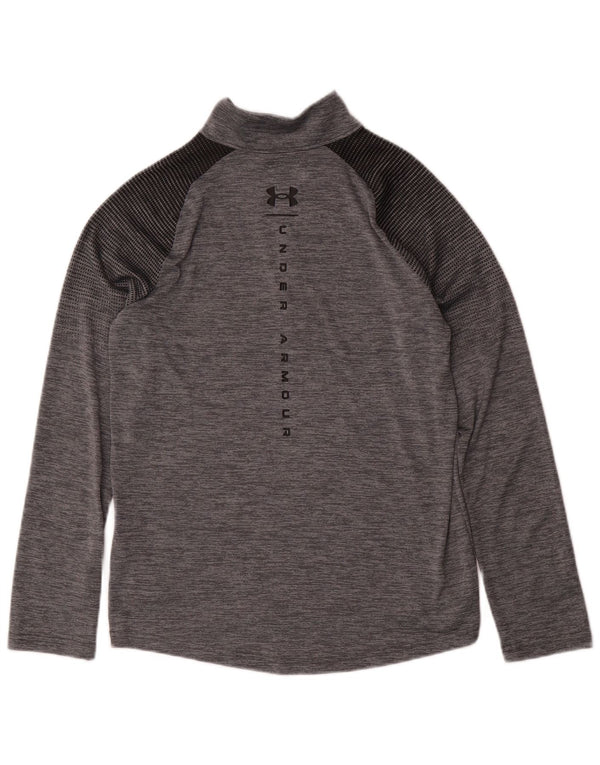 UNDER ARMOUR Boys Pullover Tracksuit Top 11-12 Years Large Grey Pinstripe