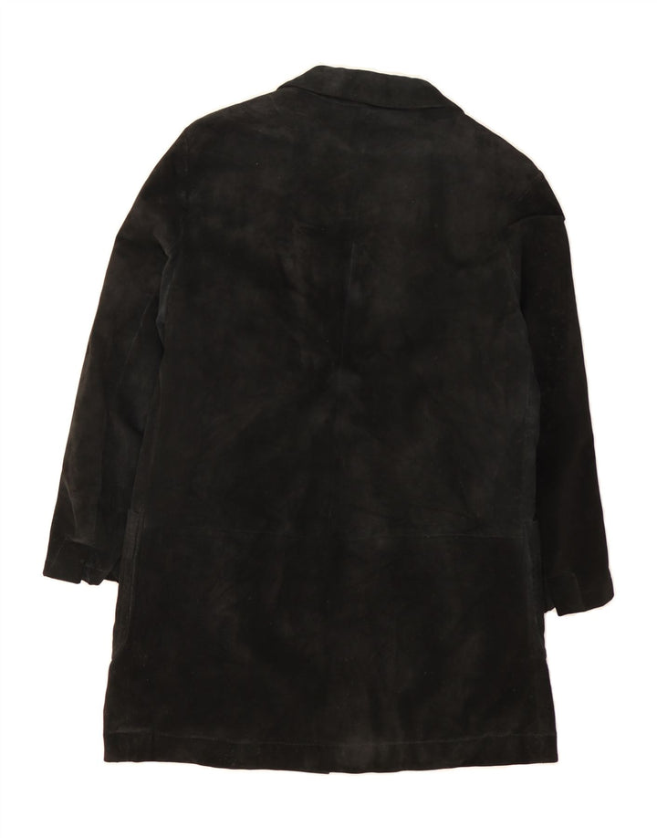 SEVENTY Womens Suede Overcoat UK 12 Medium Black Leather Vintage Seventy and Second-Hand Seventy from Messina Hembry 