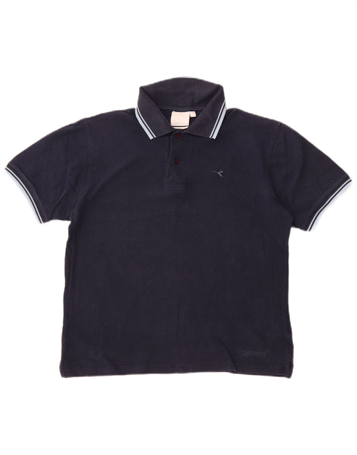 Diadora Mens Polo Shirt Small Navy Blue Cotton