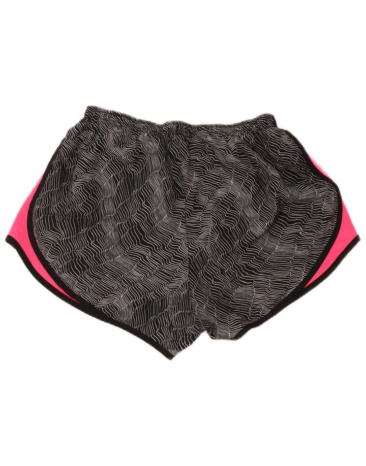 NIKE Womens Dri Fit Sport Shorts UK 16 Large  Black Colourblock Polyester