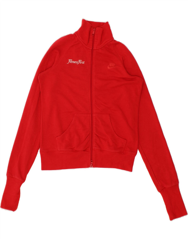 NIKE Womens Graphic Tracksuit Top Jacket UK 10/12 Medium Red Vintage Nike and Second-Hand Nike from Messina Hembry 