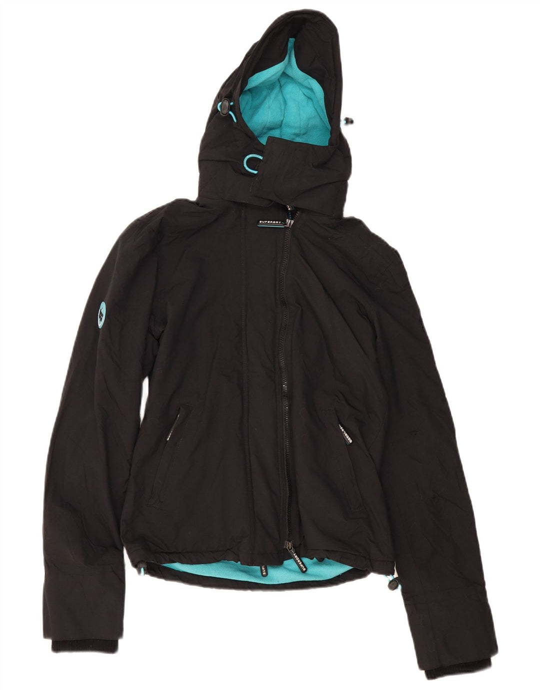 SUPERDRY Womens Windcheater Oversized Windbreaker Jacket UK 10 Small Black