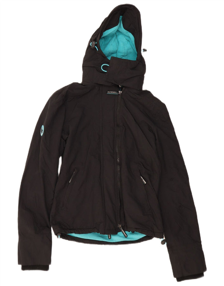 SUPERDRY Womens Windcheater Oversized Windbreaker Jacket UK 10 Small Black
