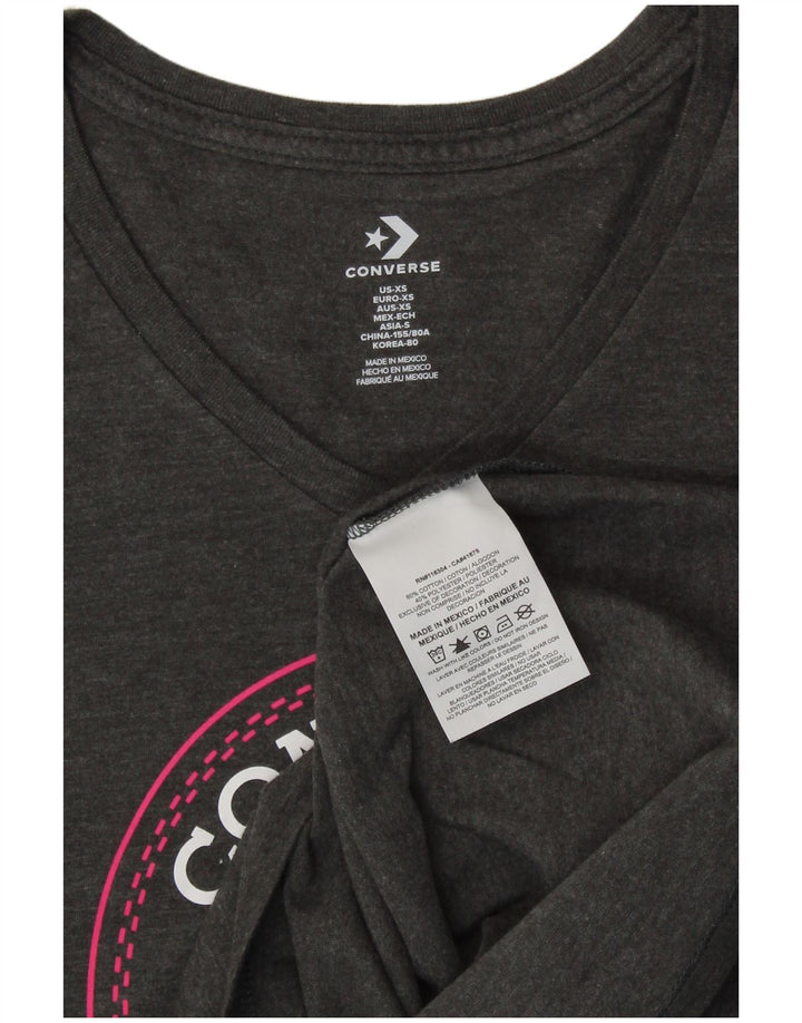 CONVERSE Womens Graphic T-Shirt Top UK 6 XS Grey Cotton