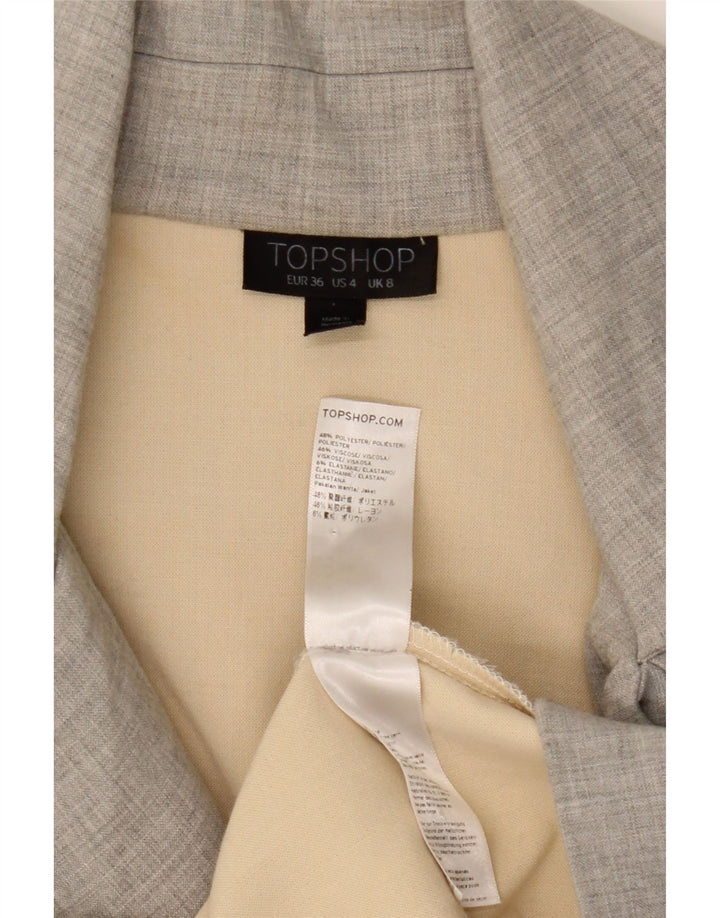 Topshop Womens Oversized Trench Coat UK 8 Small Grey Polyester