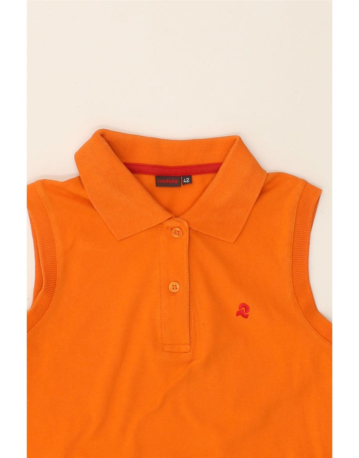 INVICTA Womens Sleeveless Polo Shirt IT 42 Medium Orange Cotton | Vintage Invicta | Thrift | Second-Hand Invicta | Used Clothing | Messina Hembry 