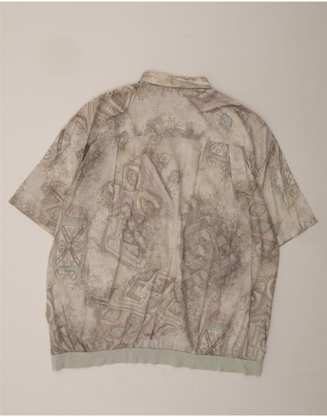 CANDA Mens Short Sleeve Pullover Shirt 2XL Grey Geometric Vintage Canda and Second-Hand Canda from Messina Hembry 