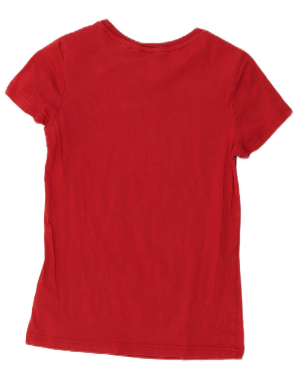 ADIDAS Womens Graphic T-Shirt Top IT 38 Small Red Cotton