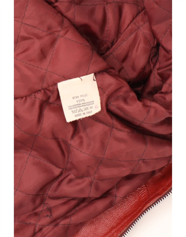 Vintage Womens Leather Jacket UK 14 Medium Red
