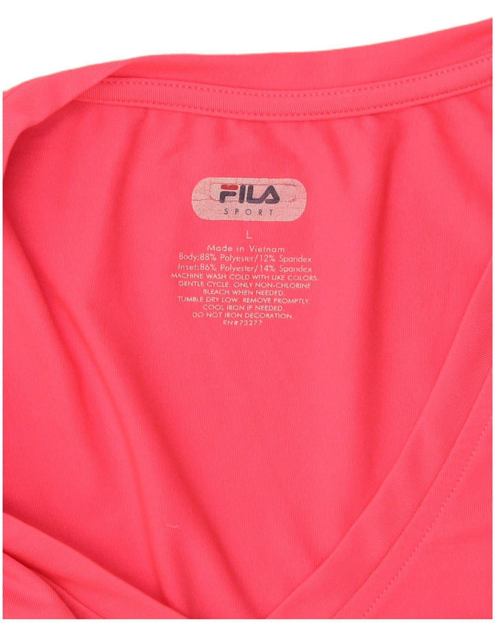 FILA Womens Top Long Sleeve UK 16 Large Pink Polyester