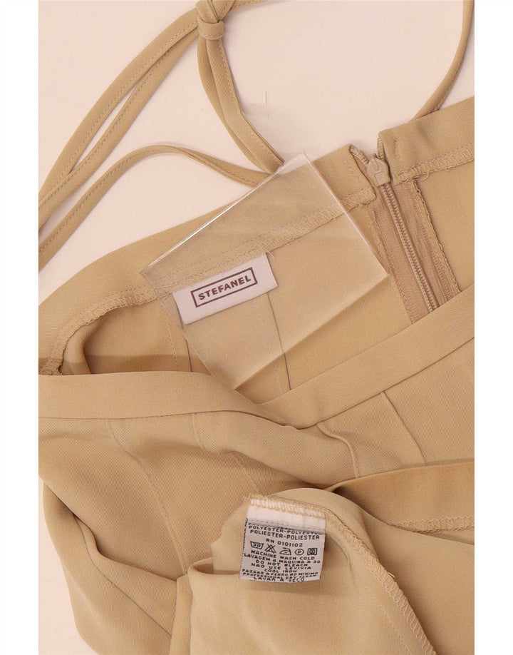Stefanel Womens Midi Skirt IT 40 Small W26 Beige Polyester